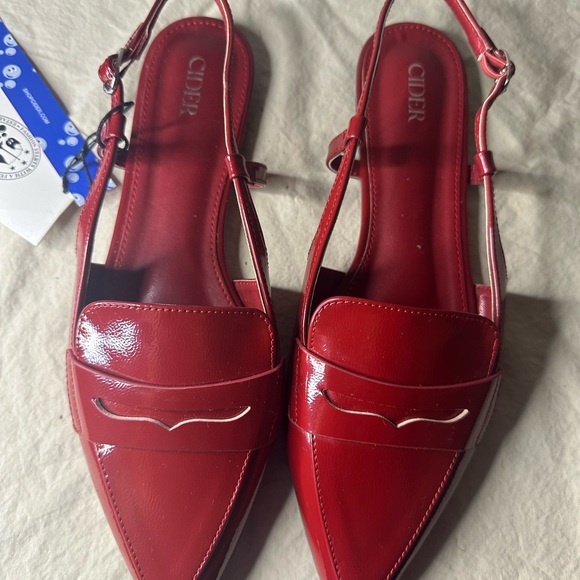 Cider Shoes - Cider Red Patent Slingback Loafers
